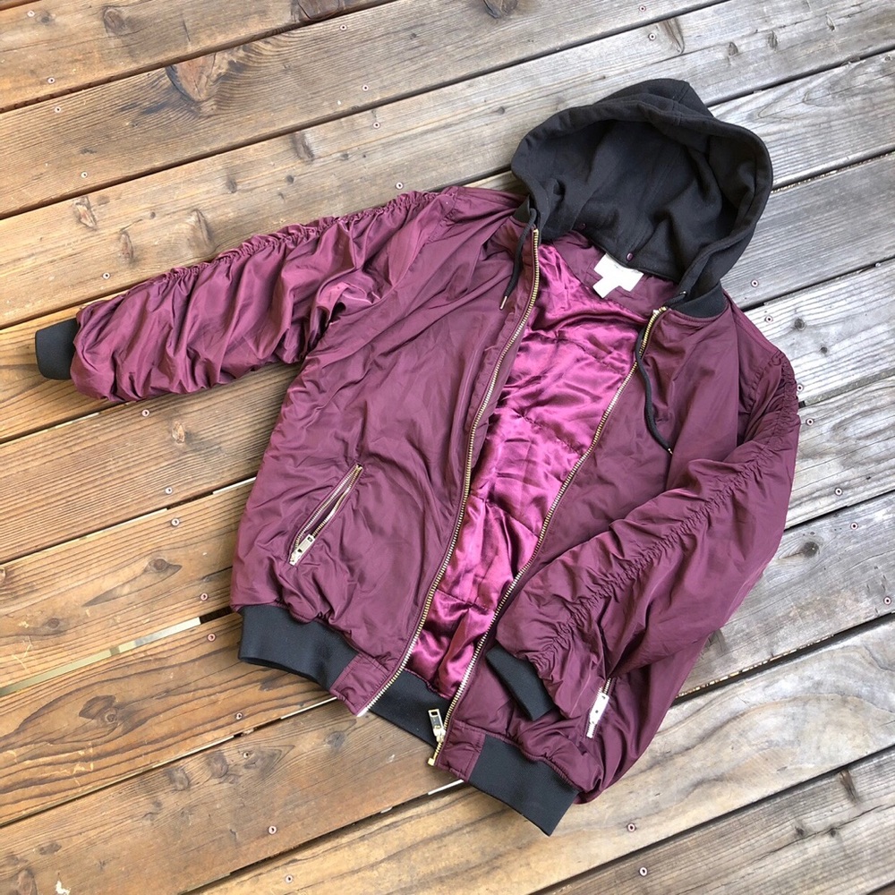 F21 plum bomber jacker